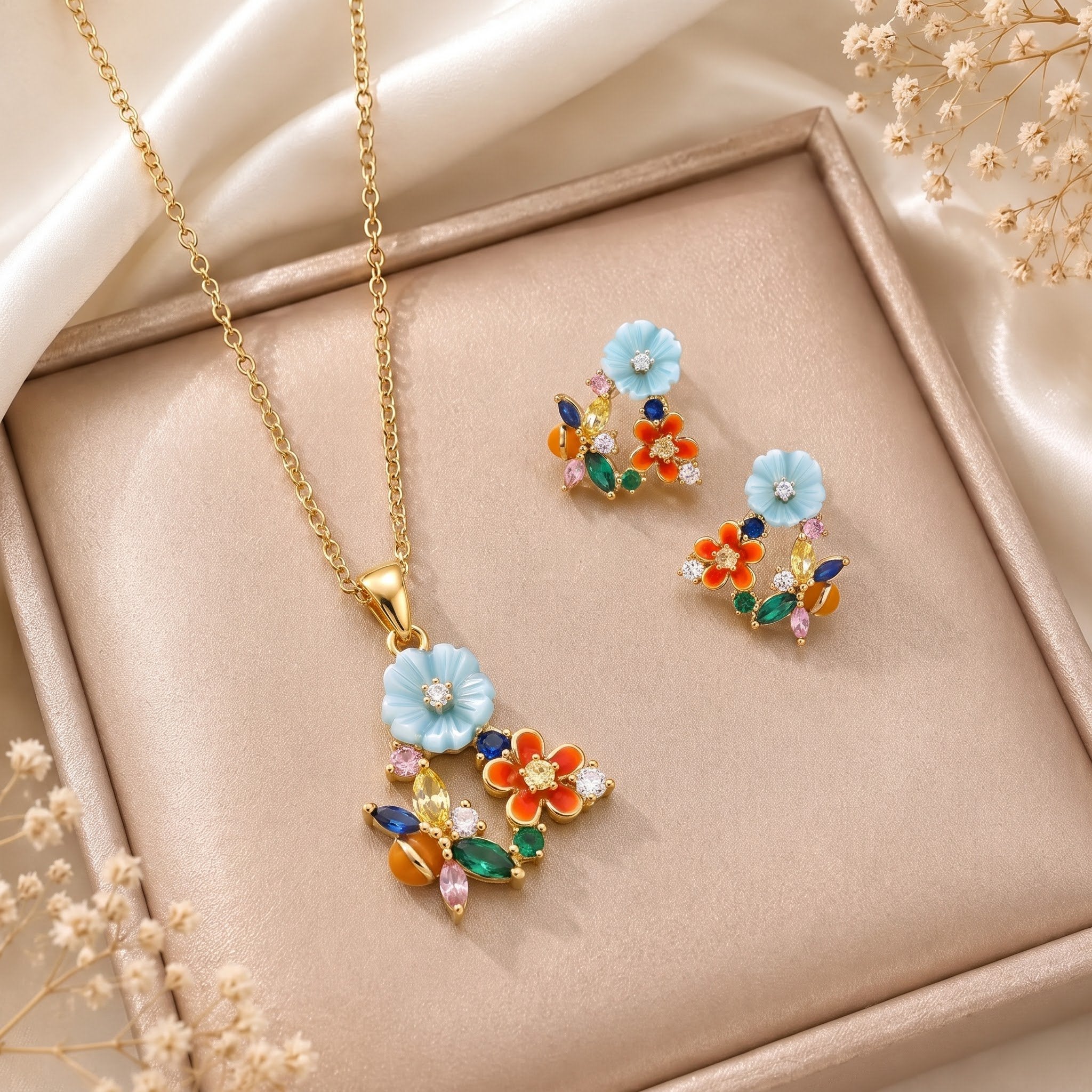 Gold Multicolor Garden Blossom Set