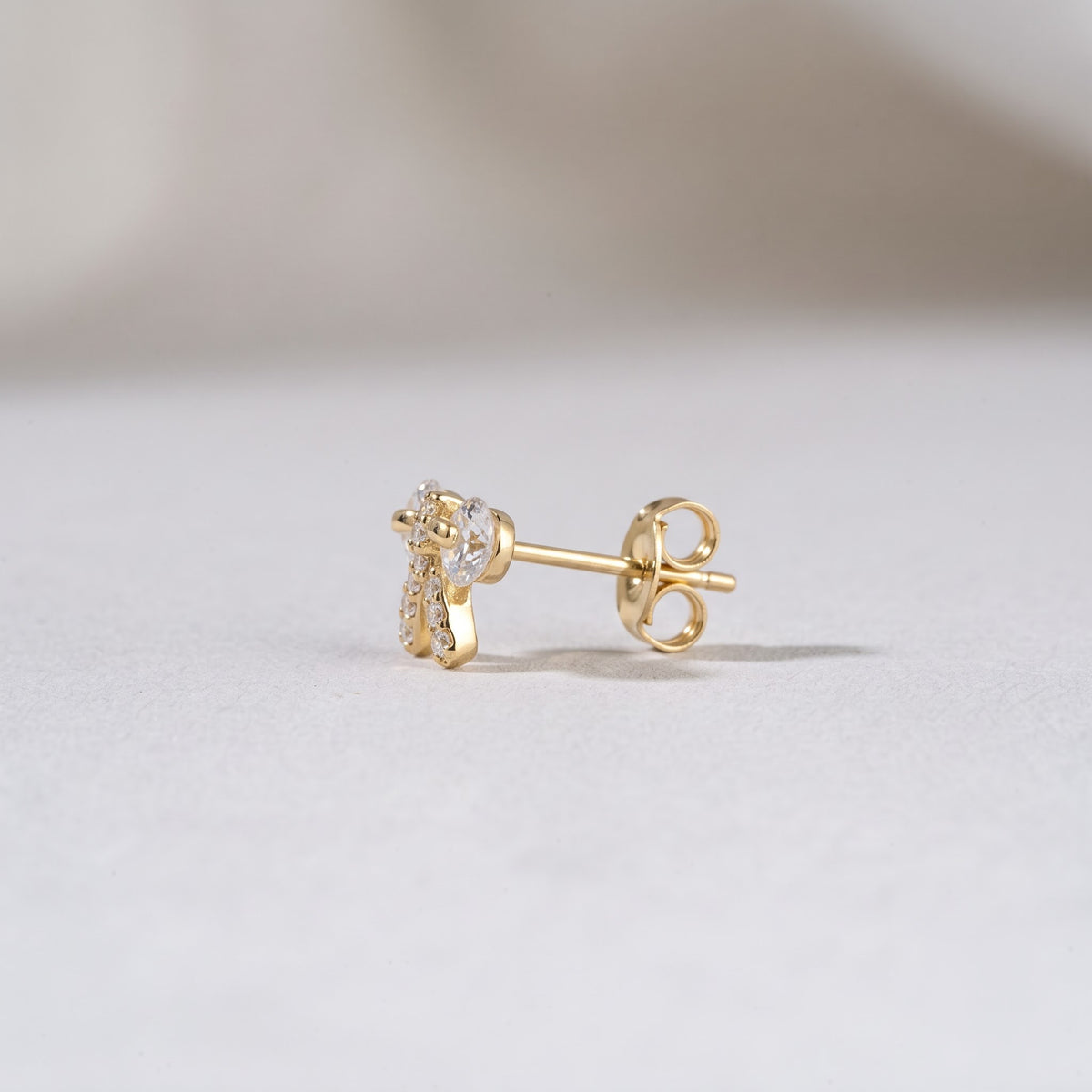 Crystal Ribbon Bow Stud Earring