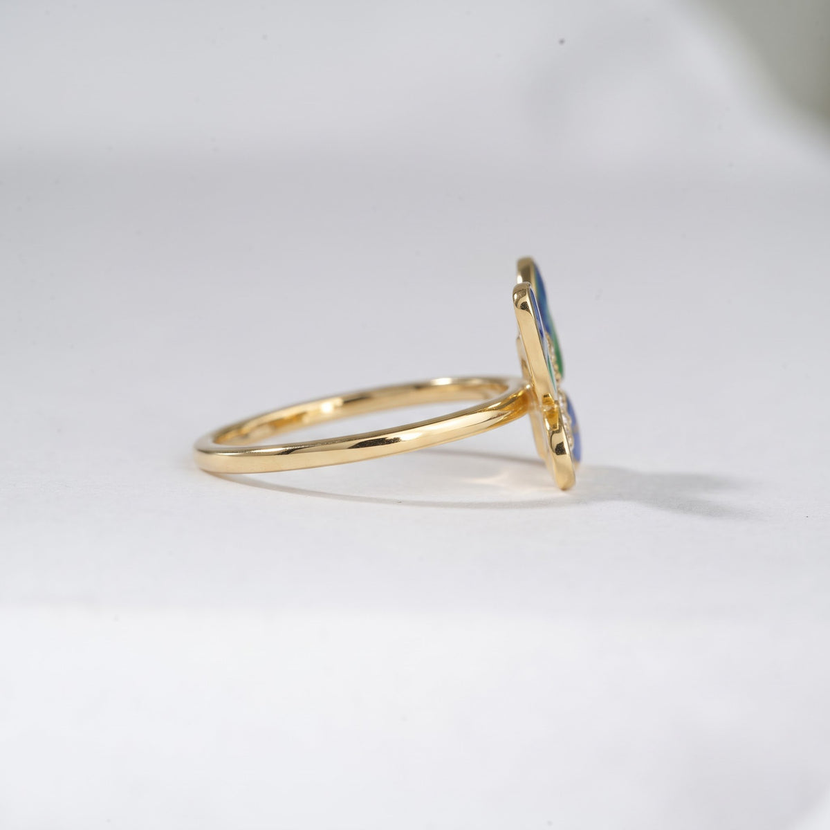 Blue and Green Enamel Butterfly Ring