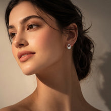 Beaded Teardrop Bezel Stud Earrings