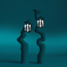 Silver Geometric Bar Stud Earrings