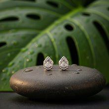 Beaded Teardrop Bezel Stud Earrings