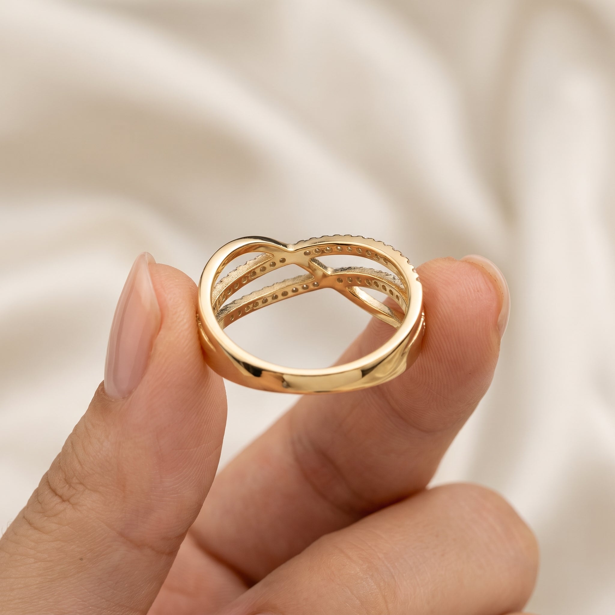Criss-Cross Infinity Pavé Diamond Ring
