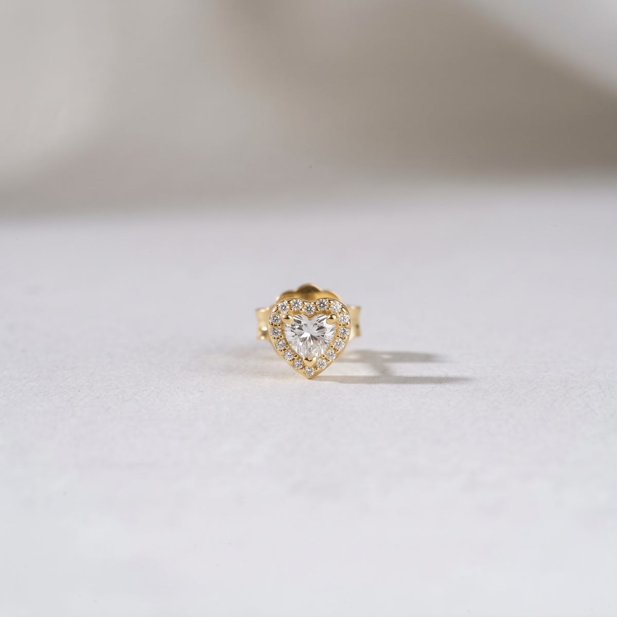 Heart-Cut Halo Crystal Stud Earring
