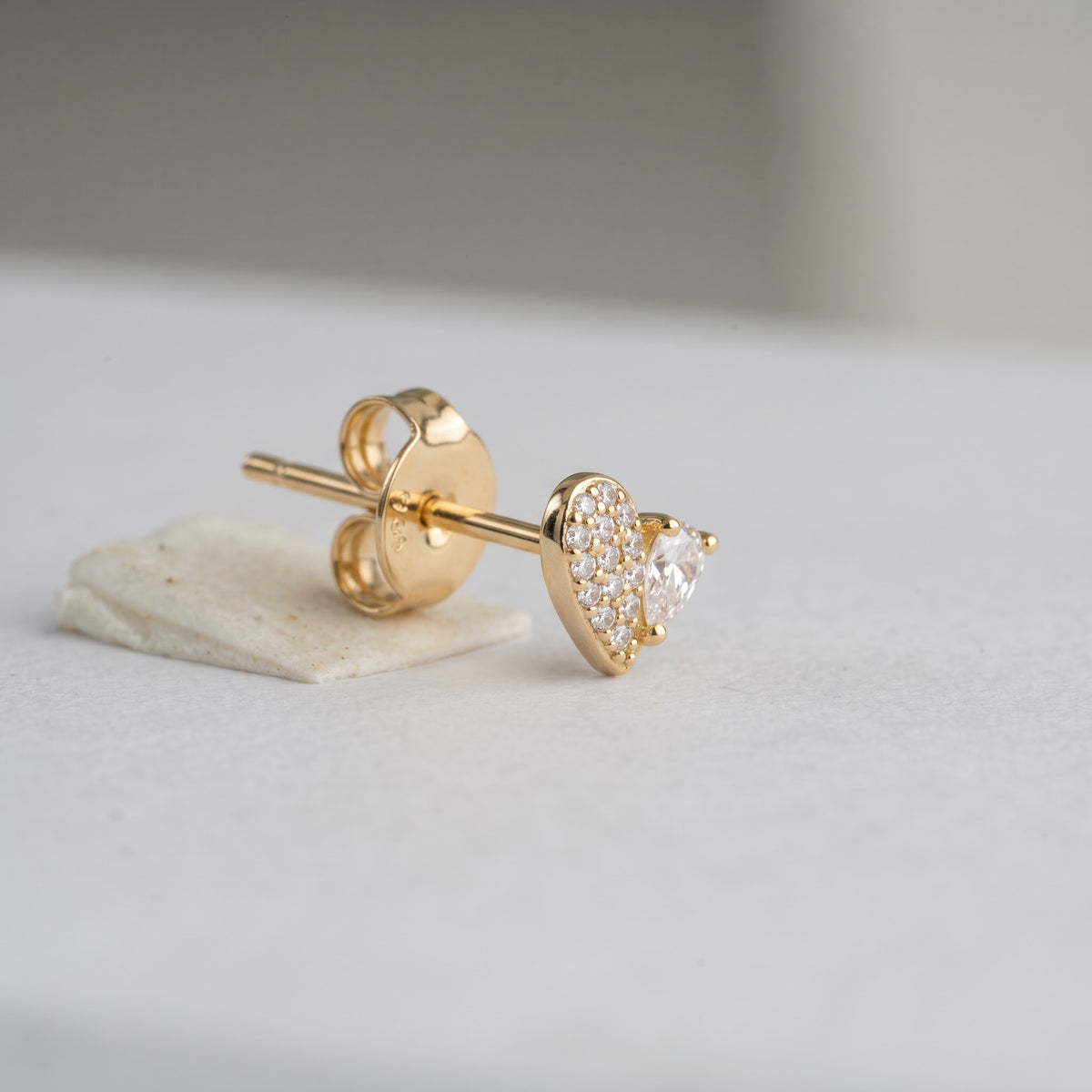 Pavé and Pear-Cut Heart Stud Earring