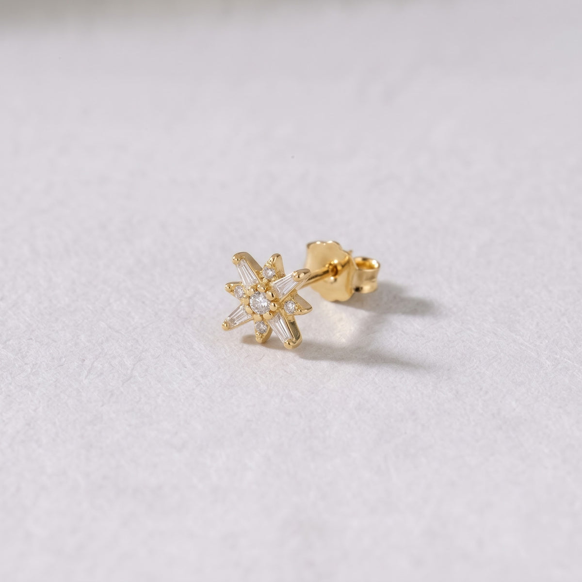 Baguette and Round Crystal Starburst Stud Earring