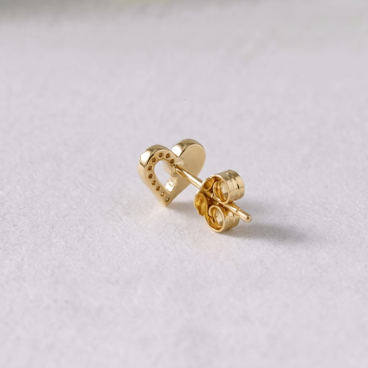 Pavé and Pear-Cut Open Heart Stud Earring