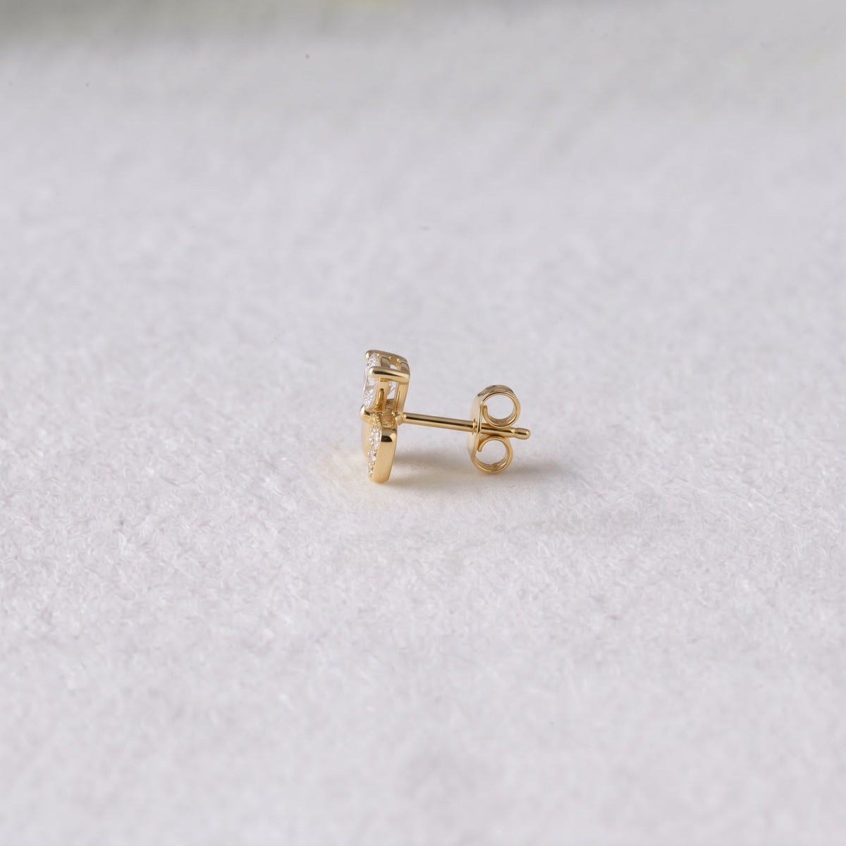 Three-Leaf Pavé and Crystal Clover Stud Earring
