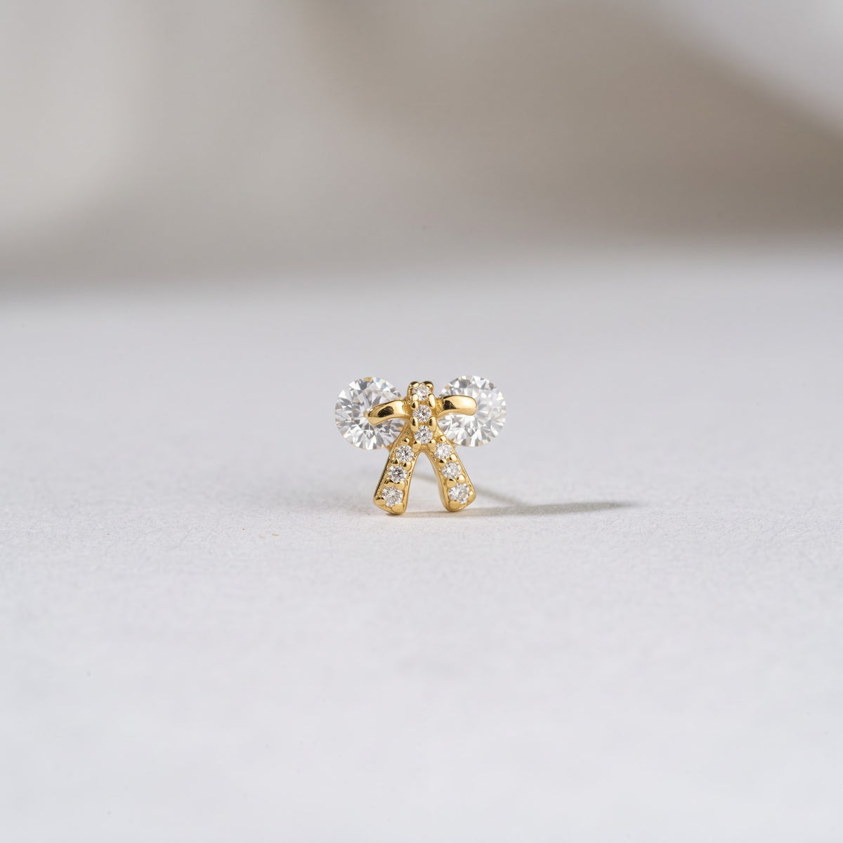 Crystal Ribbon Bow Stud Earring