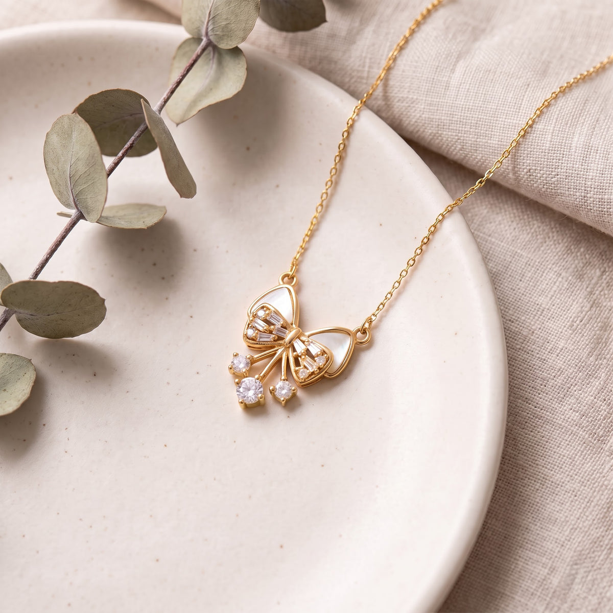 Bow Cascade Pearl Necklace