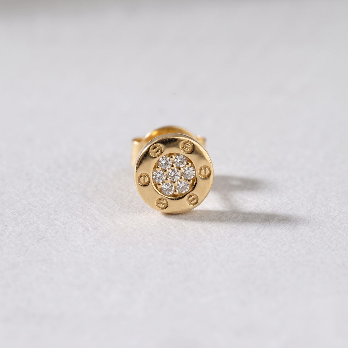 Round Pavé Crystal Screw-Motif Stud Earring