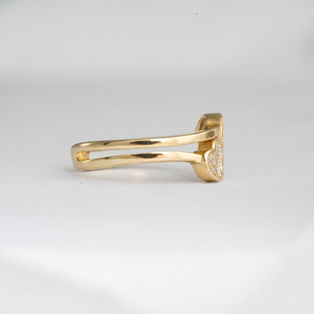 Pavé Double Heart Bypass Ring