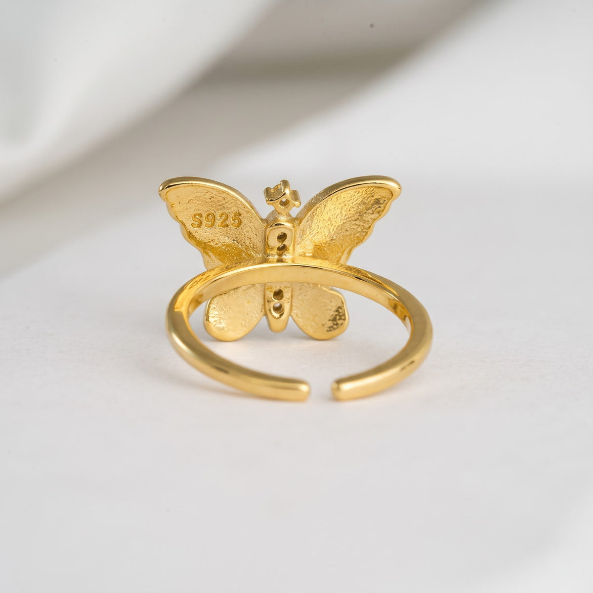 Peacock Blue Enamel Butterfly Ring