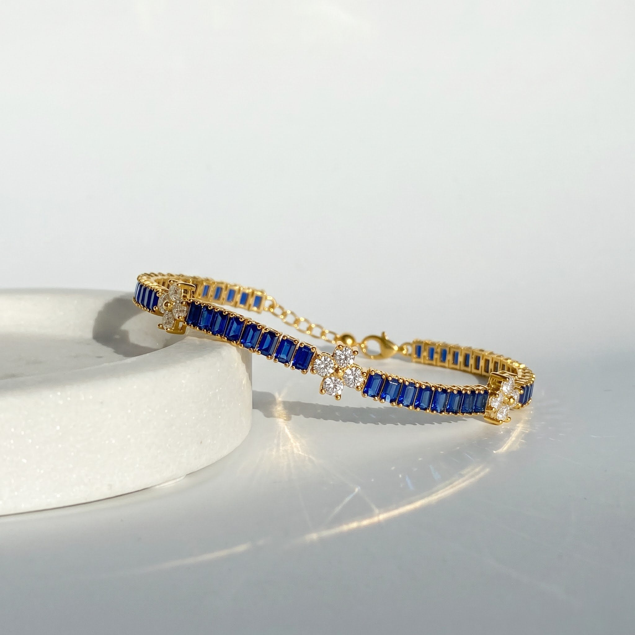 Blue Floral Line Bracelet