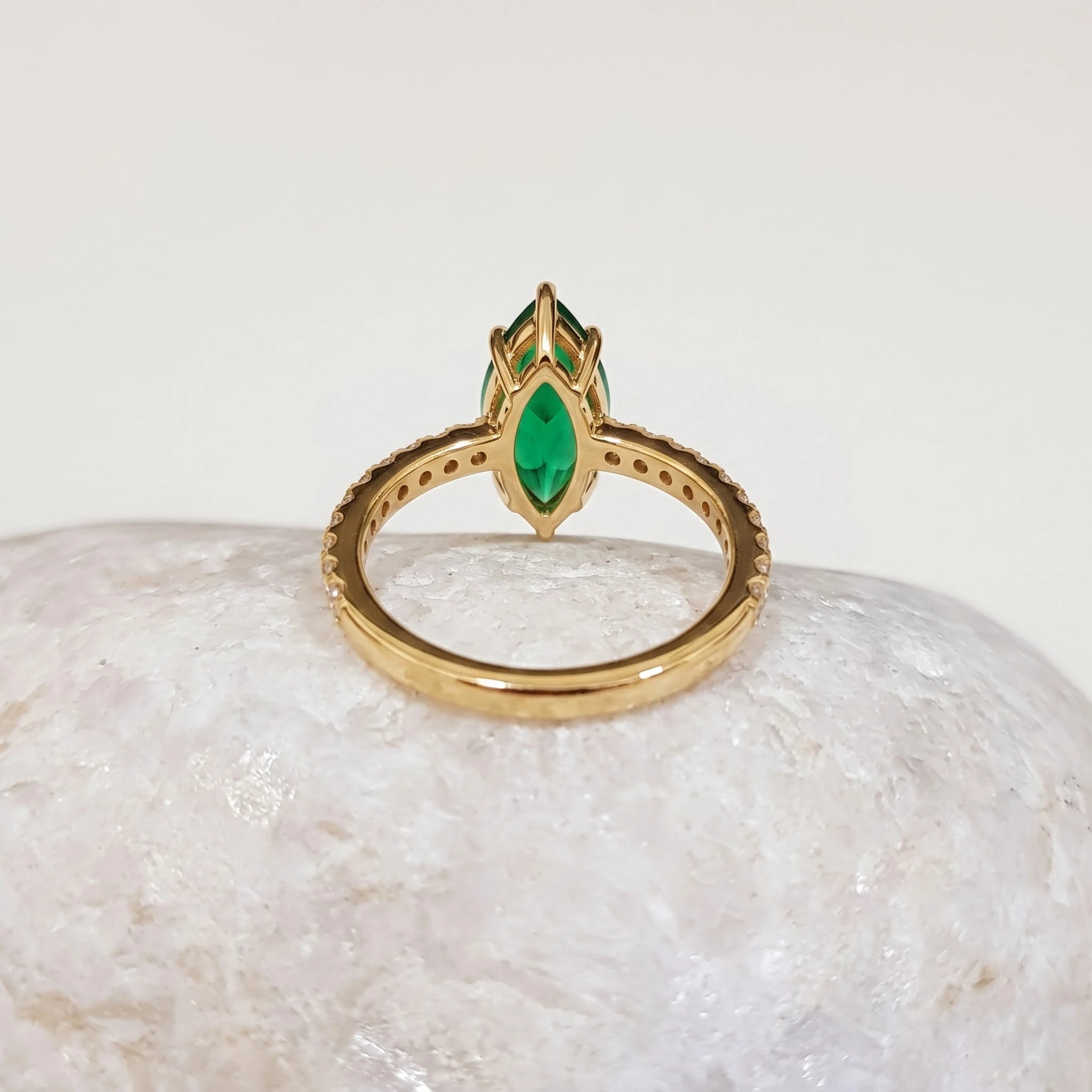Marquise Cut Green Emerald Ring