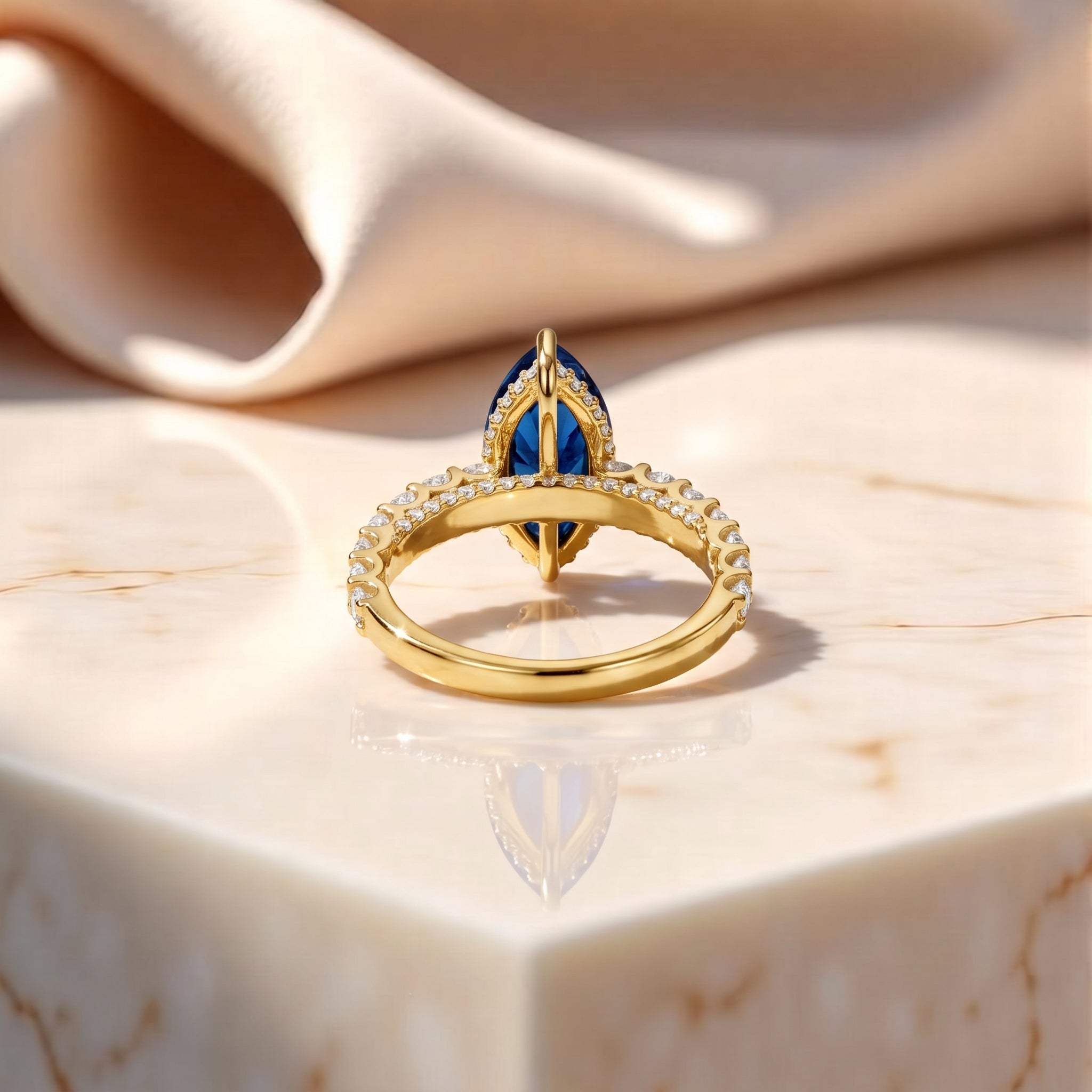 Marquise Cut Blue Sapphire Ring