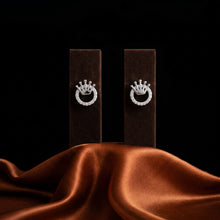 Silver Circular Crown Stud Earrings