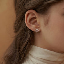 Silver Circular Crown Stud Earrings