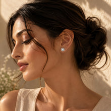 Round Cluster Open Circle Stud Earrings