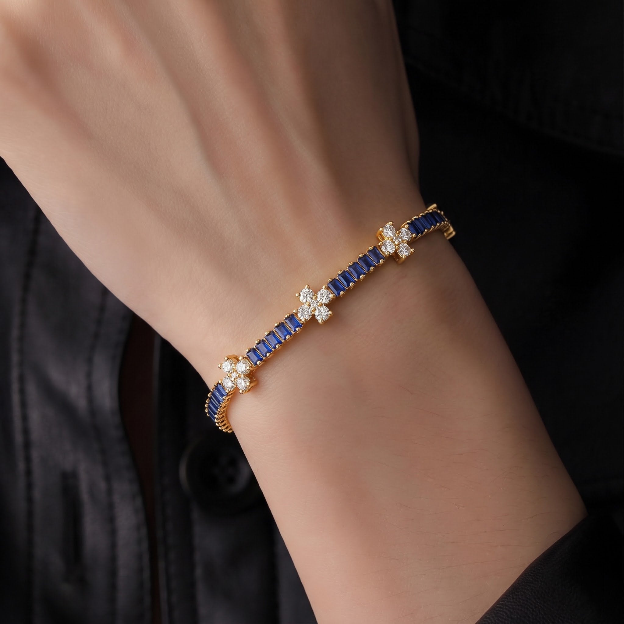 Blue Floral Line Bracelet