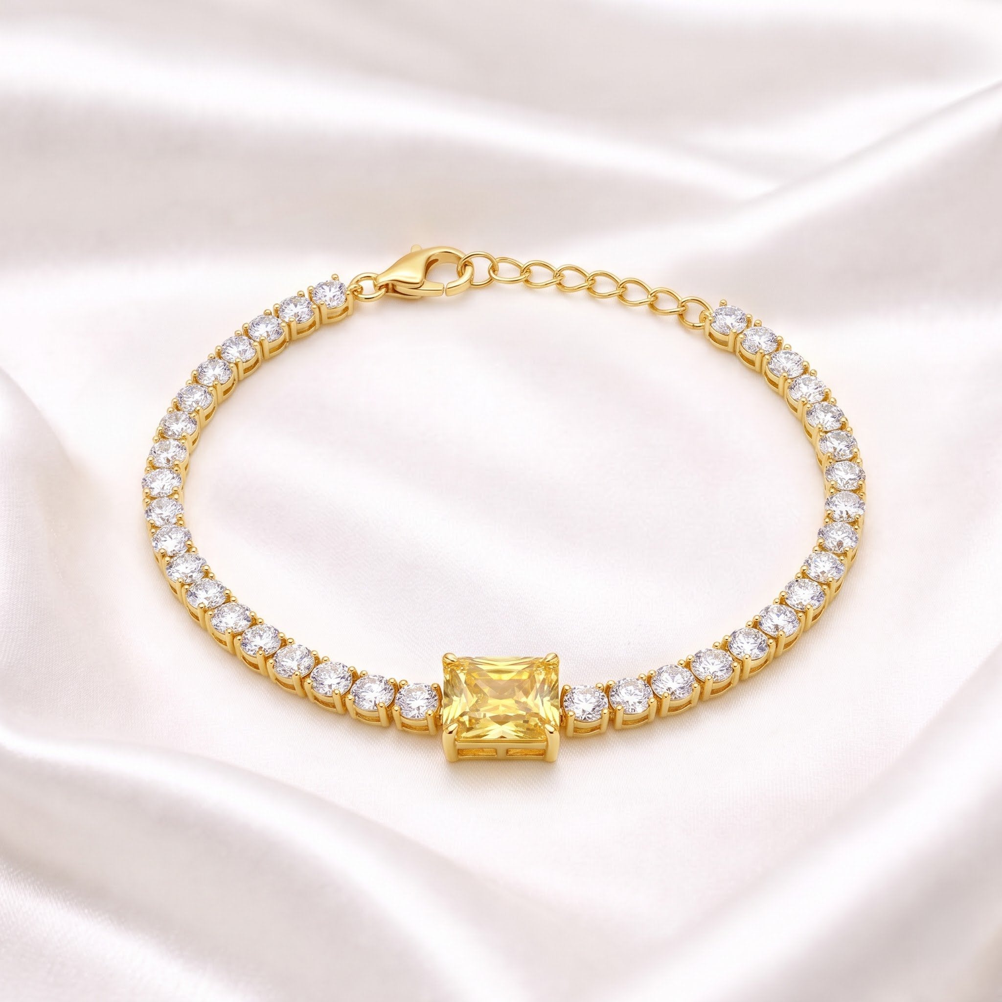 Golden Emerald Cut Bracelet