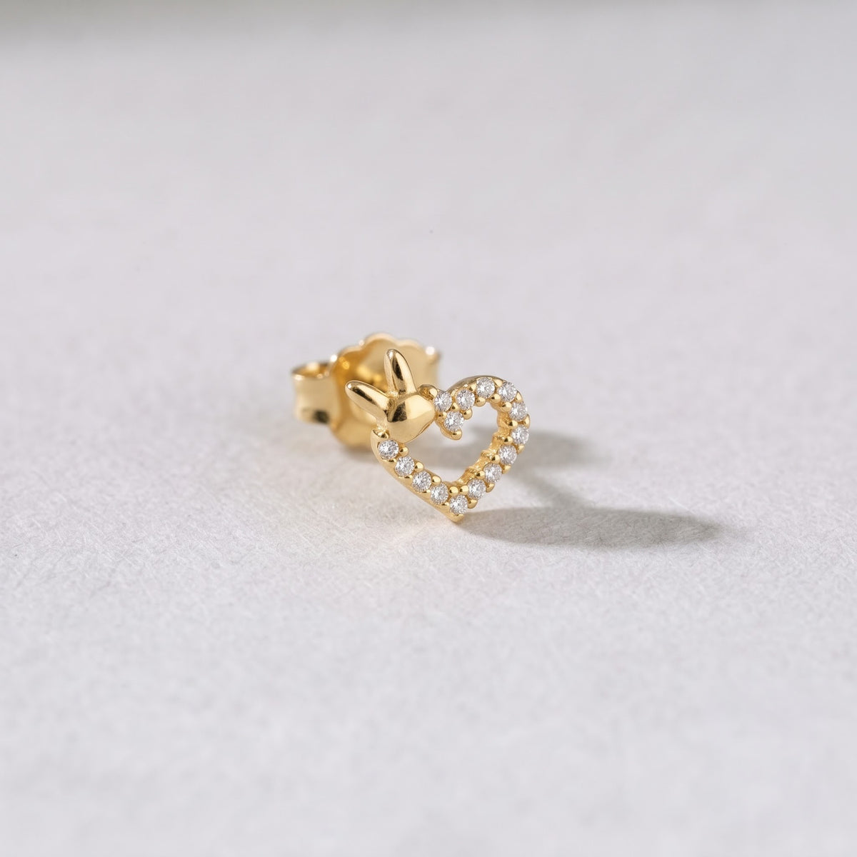 Pavé Open Heart Bunny Stud Earring