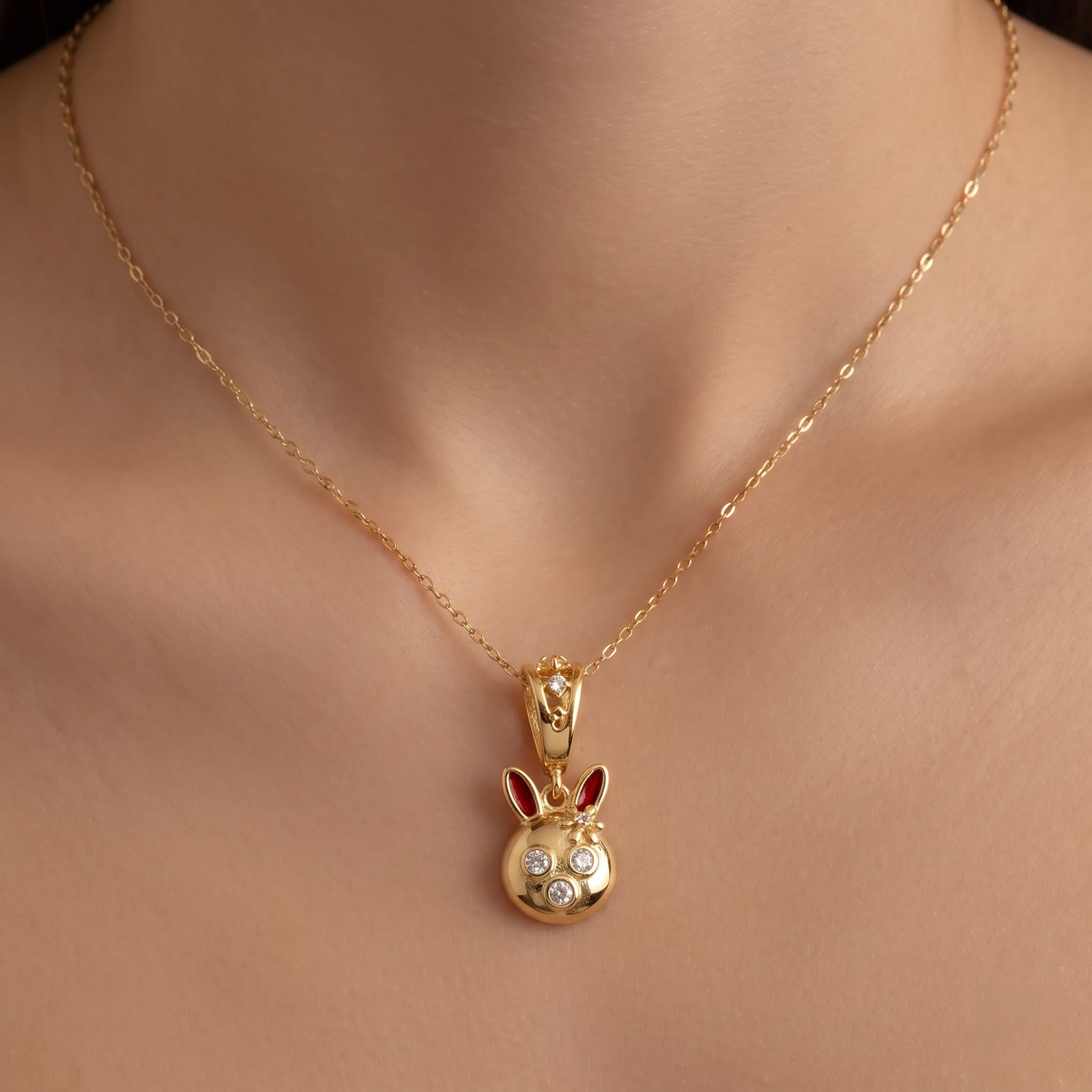 Bunny Face Pendant with Chain