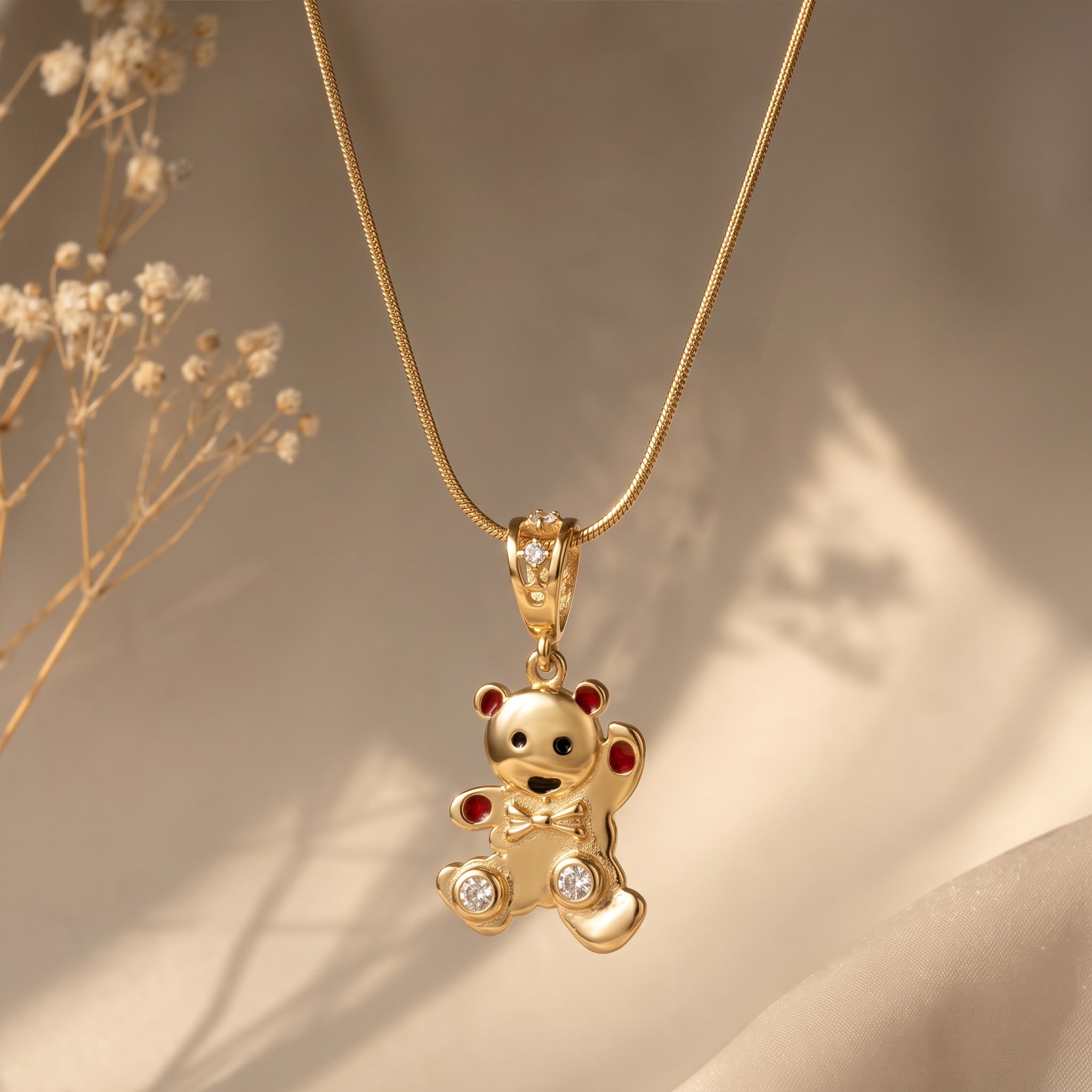 Teddy Bear Pendant with Chain