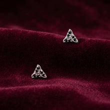 Silver Triangle Black Stone Stud Earrings