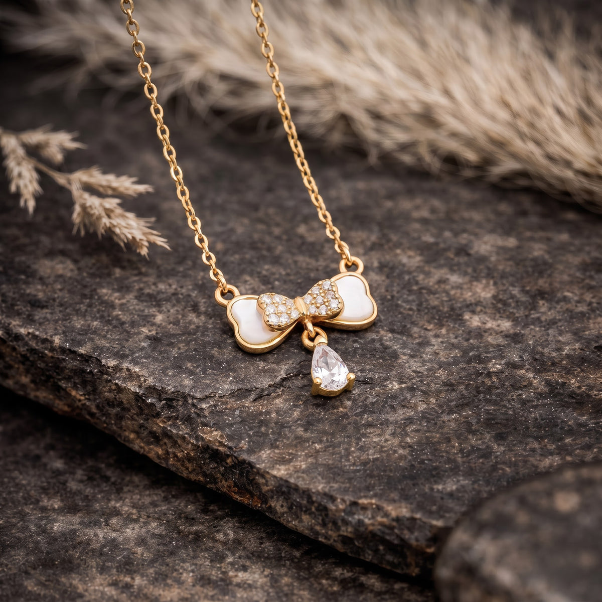 Gold Bow Necklace