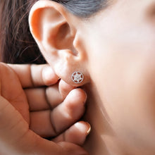 Silver Circular Flower Stud Earrings