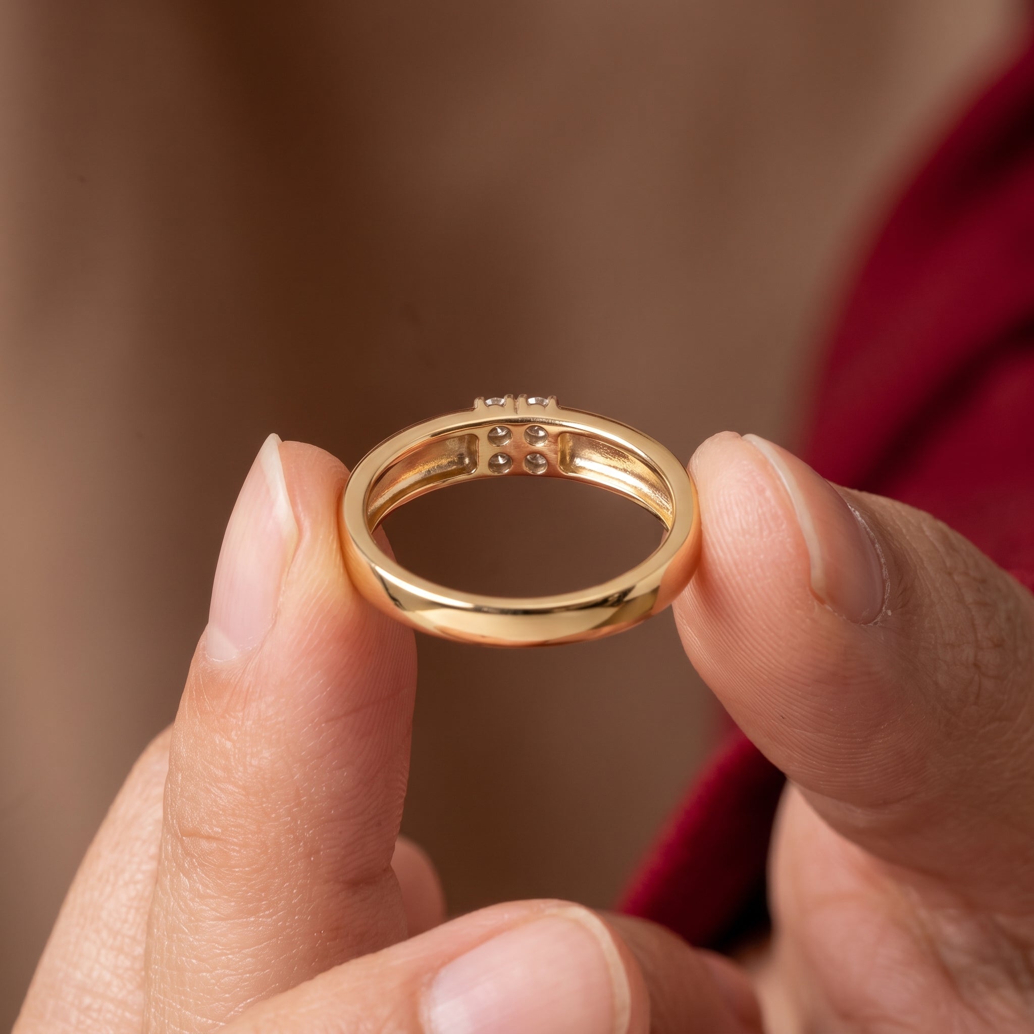 Four-Stone Cluster Diamond Wedding Band