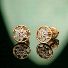 Silver Circular Flower Stud Earrings