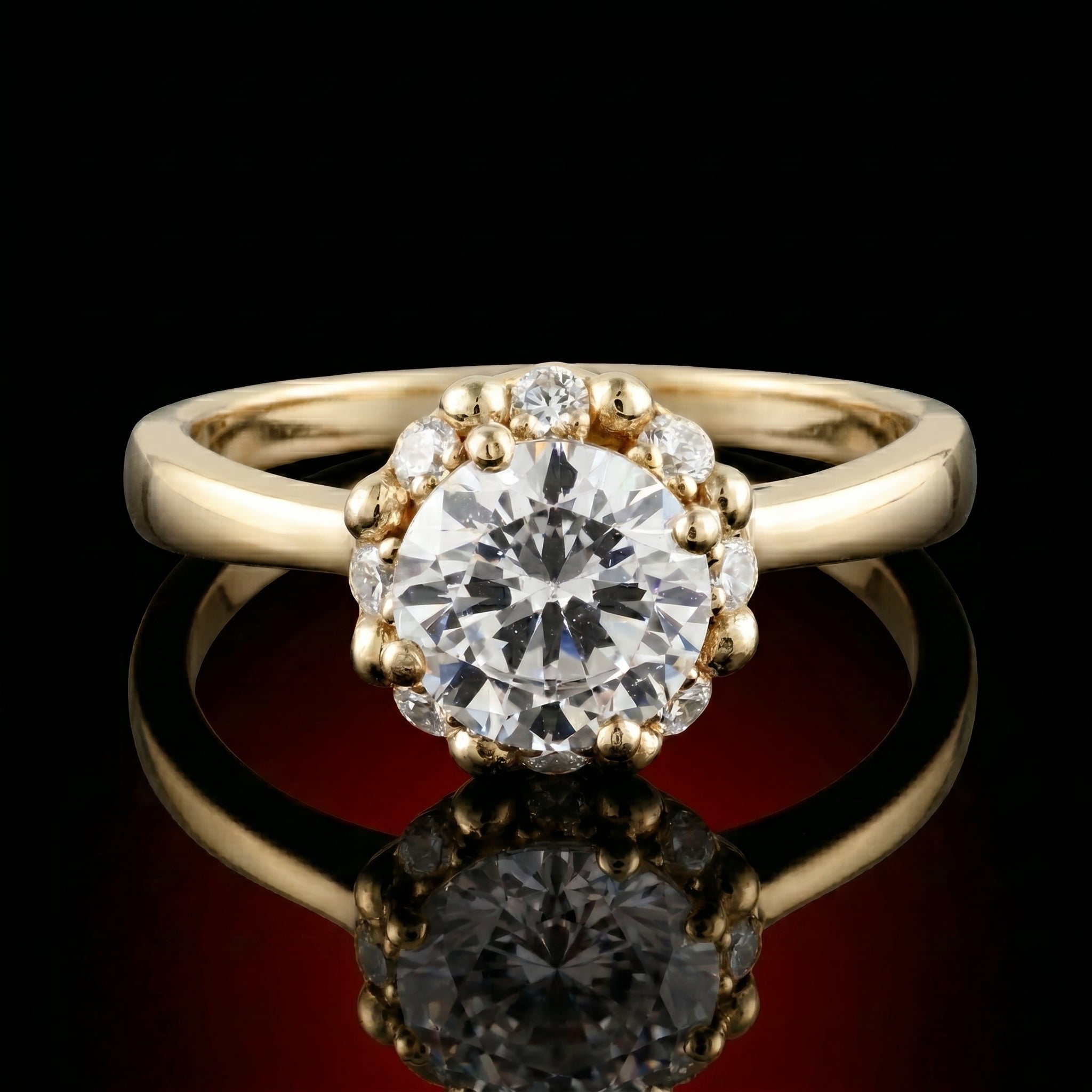 Round Scalloped Halo Ring