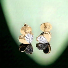 Heart-Shaped CZ Screw-Back Stud Earrings