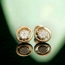 Round Cluster Open Circle Stud Earrings