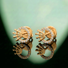 Silver Circular Crown Stud Earrings