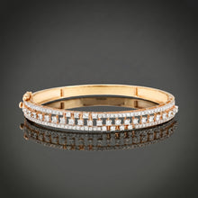 Rose Gold Triple-Row White Stone Kada