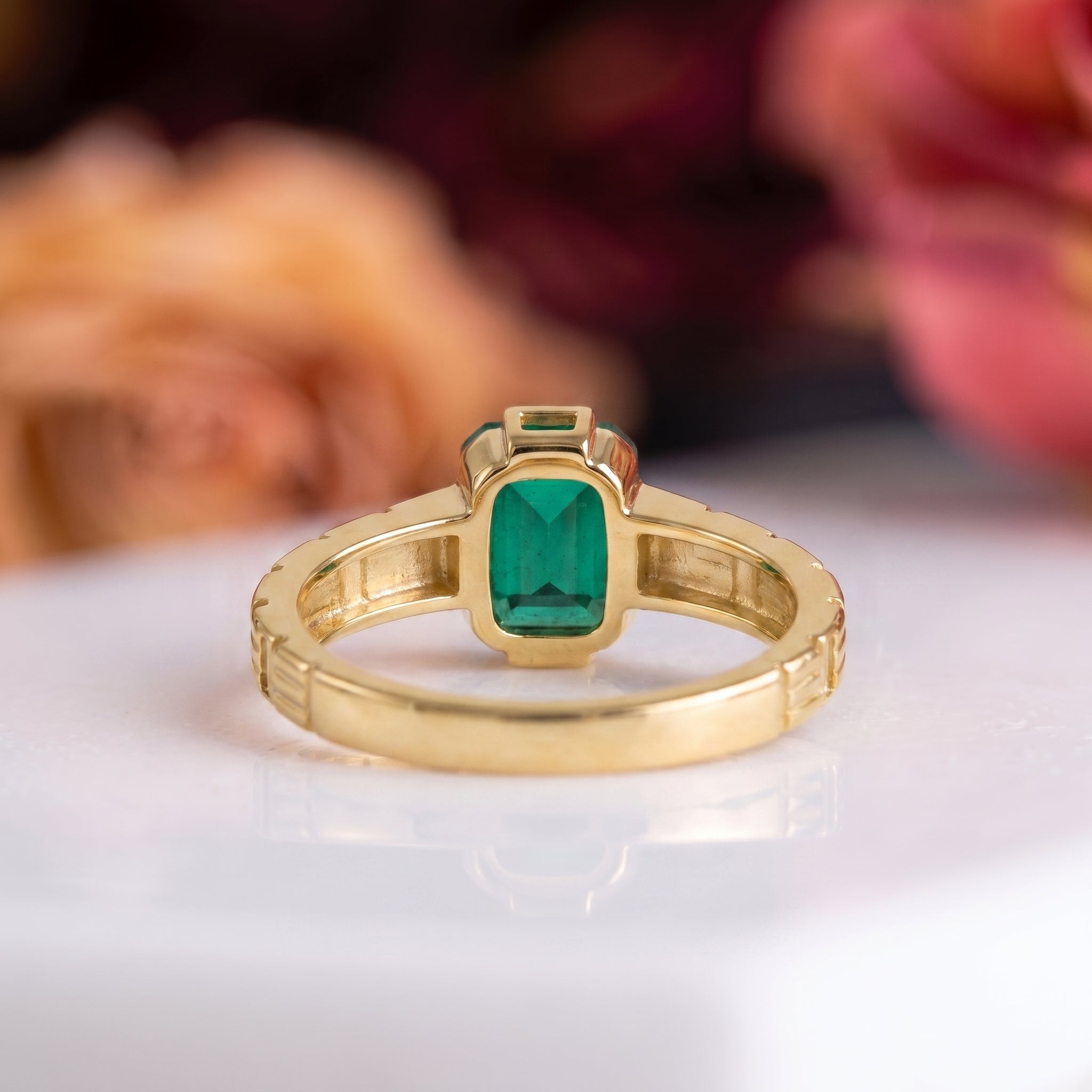 Emerald Cut Green Gemstone Ring