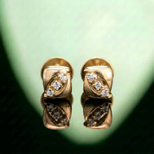 Silver Wave White Stone Stud Earrings