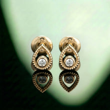 Beaded Teardrop Bezel Stud Earrings