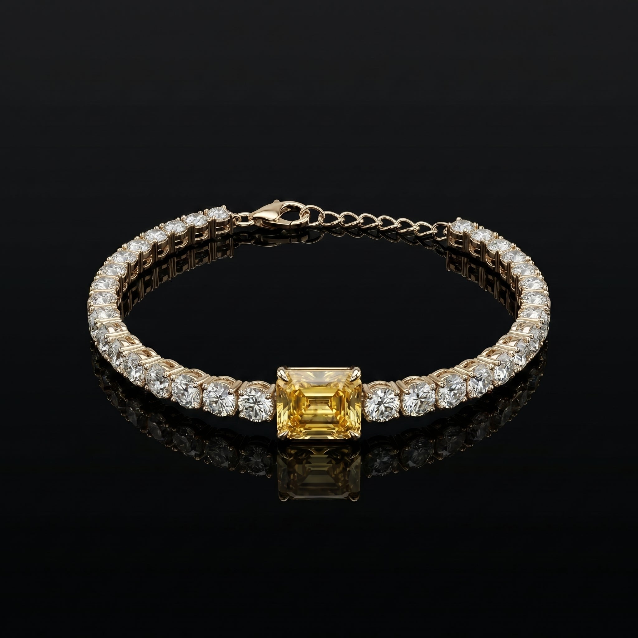 Golden Emerald Cut Bracelet