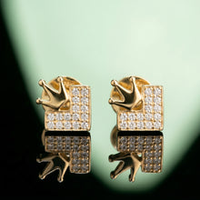 Silver Crown and L-Shape Stud Earrings