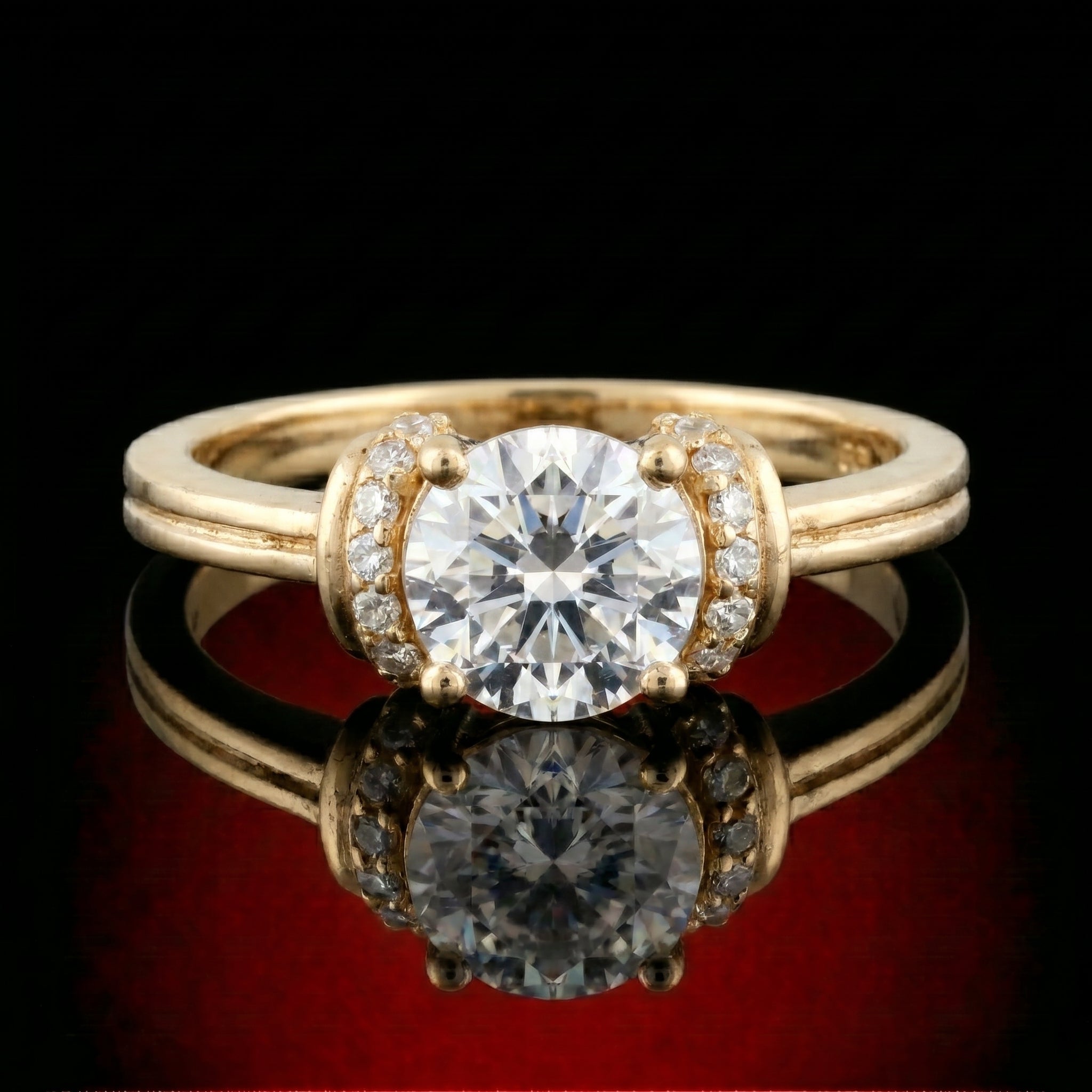 Round Pave Shoulder Solitaire
