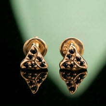 Silver Triangle Black Stone Stud Earrings