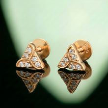 Silver Triangle White Stone Stud Earrings