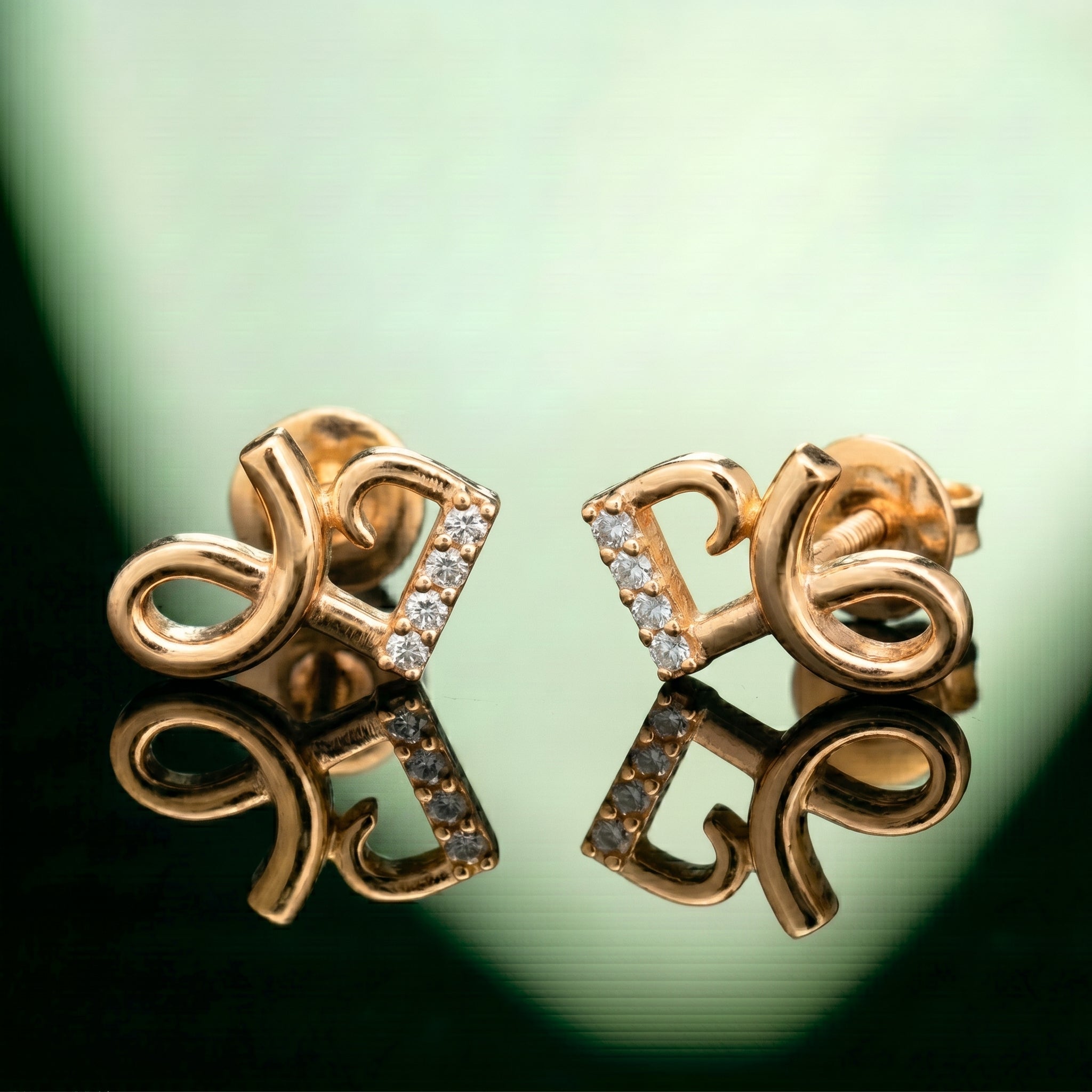 Silver Heart and Loop Stud Earrings
