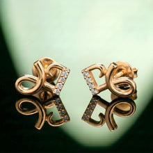 Silver Heart and Loop Stud Earrings