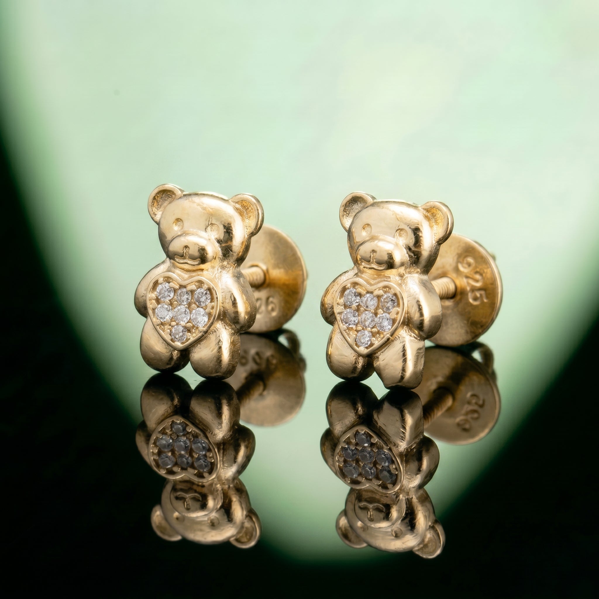 Silver Teddy Bear Stud Earrings