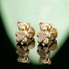 Silver Teddy Bear Stud Earrings